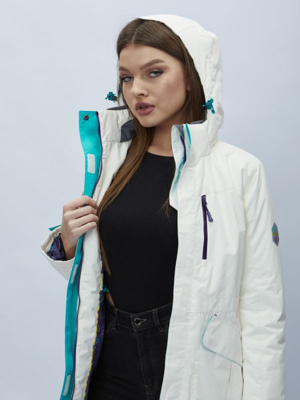 White hooded parka for women 551996Bl